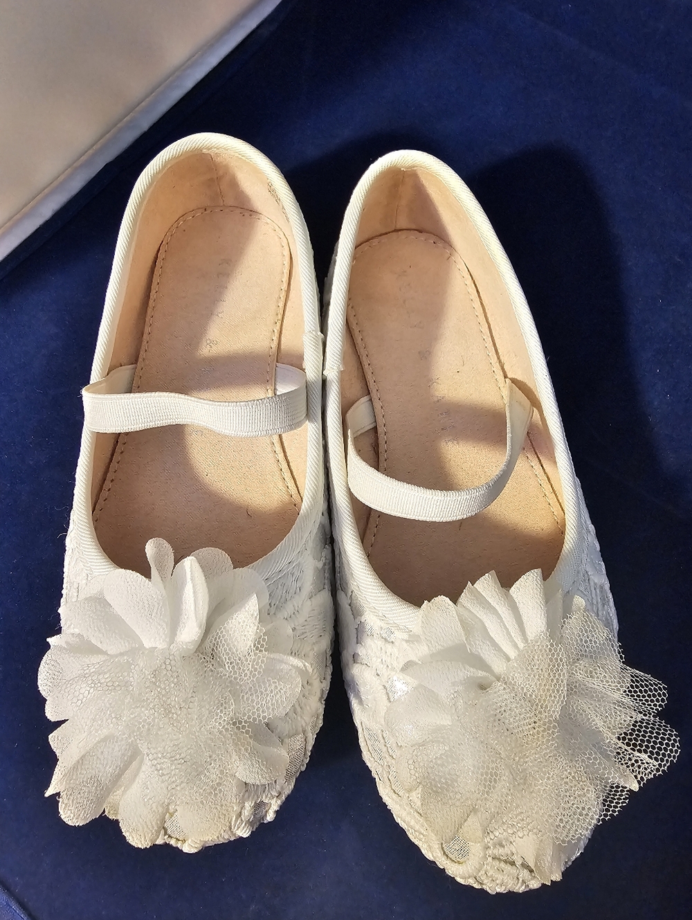Kelly & Katie Kids White Flower Ballet Flats Sz 11